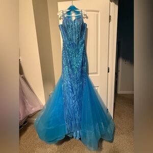 Vibrant Blue Sequined Dress